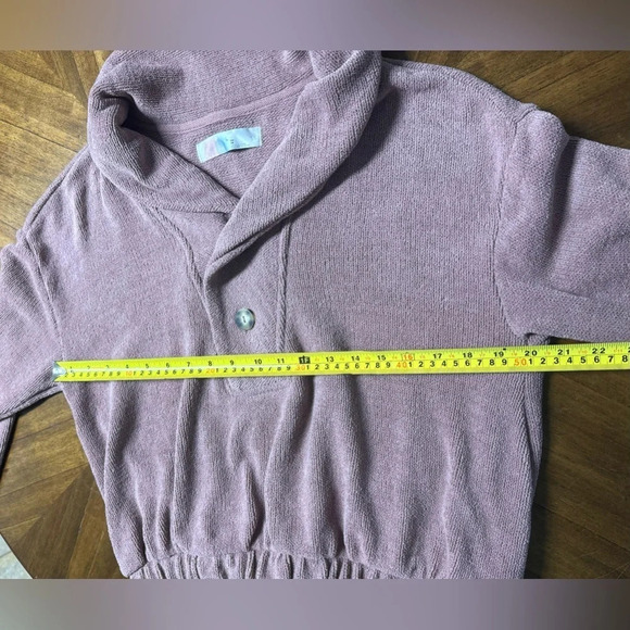Free People Bino Pullover Mauve Boho 2 Button Collar Textured Knit Oversized XS - Picture 5 of 9